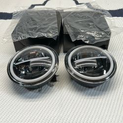 7” LED Halo Projector Headlights – Jeep Wrangler TJ JK CJ – Pair – NEW