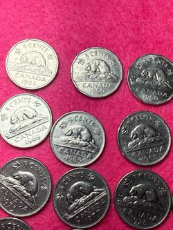 Old Nickels 1956 & More  (20) Pure Solid Nickels Canada