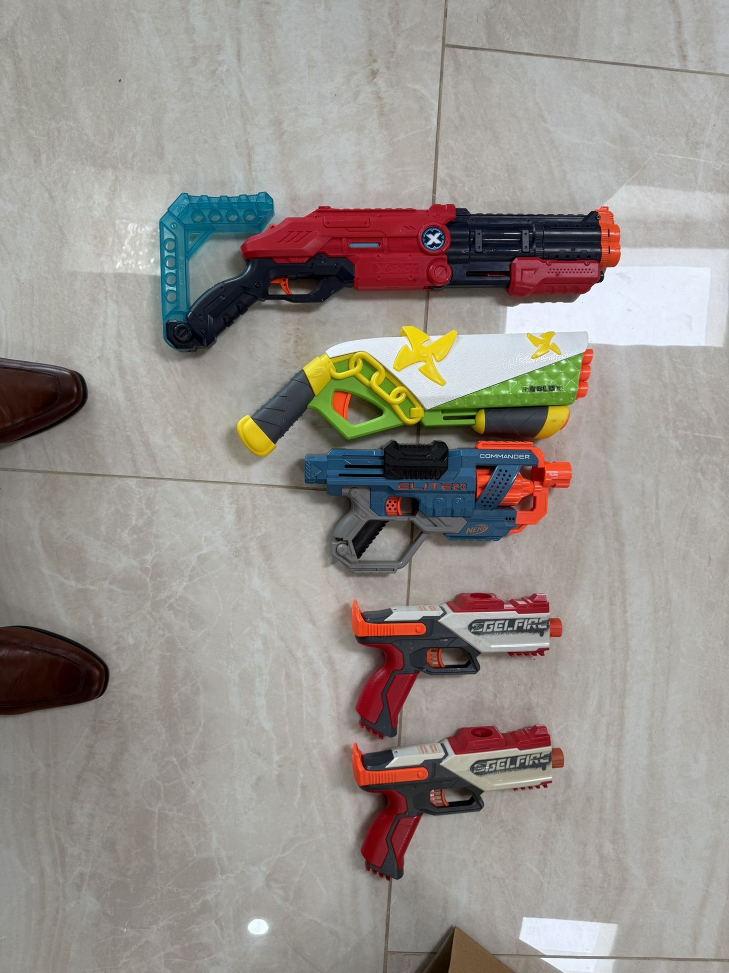 3 Nerf Guns And 2 Orbeez Gunz