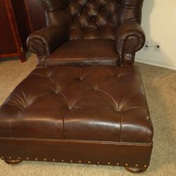 Very Comfortable Chesterfield Chair& Ottoman 