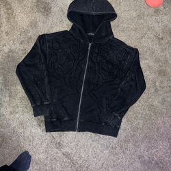 Rhinestone zip up sweater