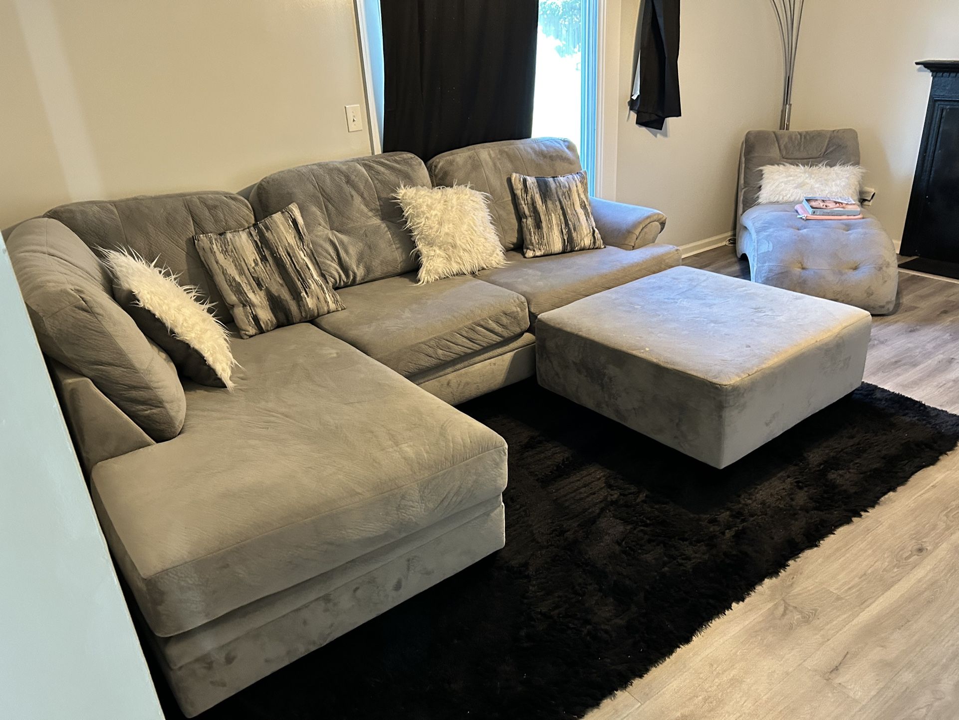Gray sofa and ottoman 
