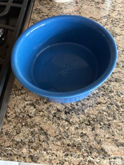 Blue Ceramic Pet Water/Food Bowl