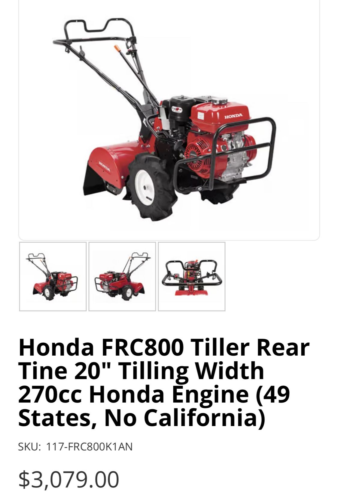 Honda FRC800 (FRC800K1AN) Rototiller Tiller