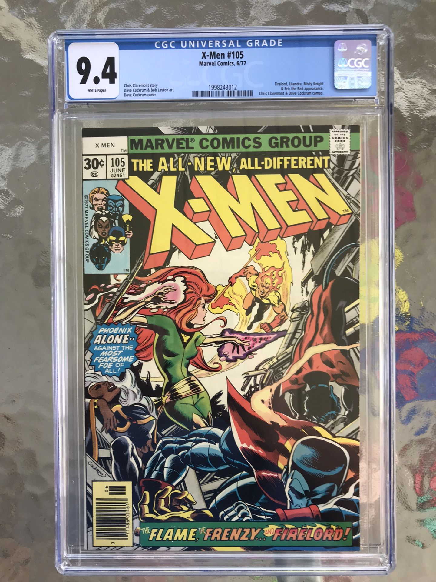 X-Men #105 (1977) CGC 9.4 — White Pages; Dave Cockrum Phoenix Cover; Claremont