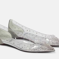 Christian Louboutin degrastrass crystals embellished flats pvc 