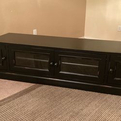 64” Black Entertainment Center / TV Stand – Good Condition