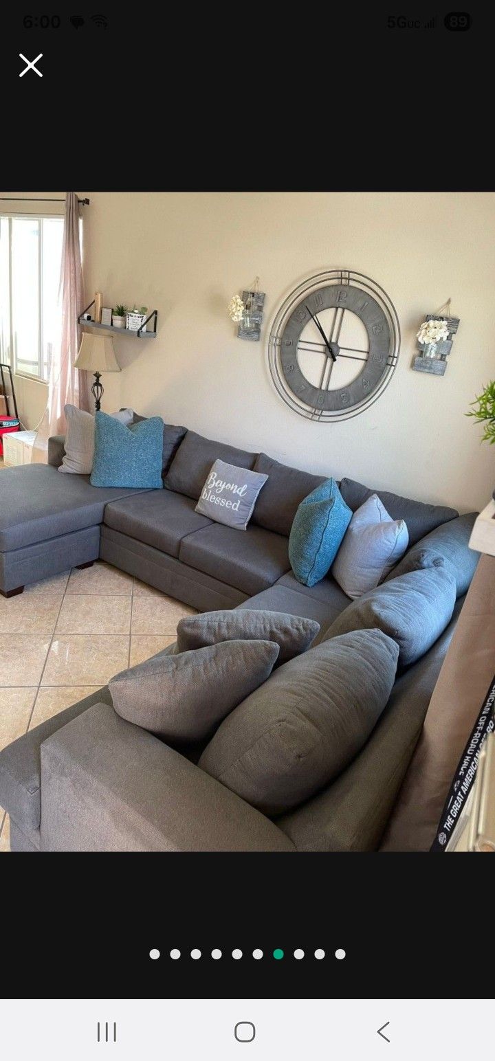 Beautiful Dark Grey Sectional Couch From Living Spaces