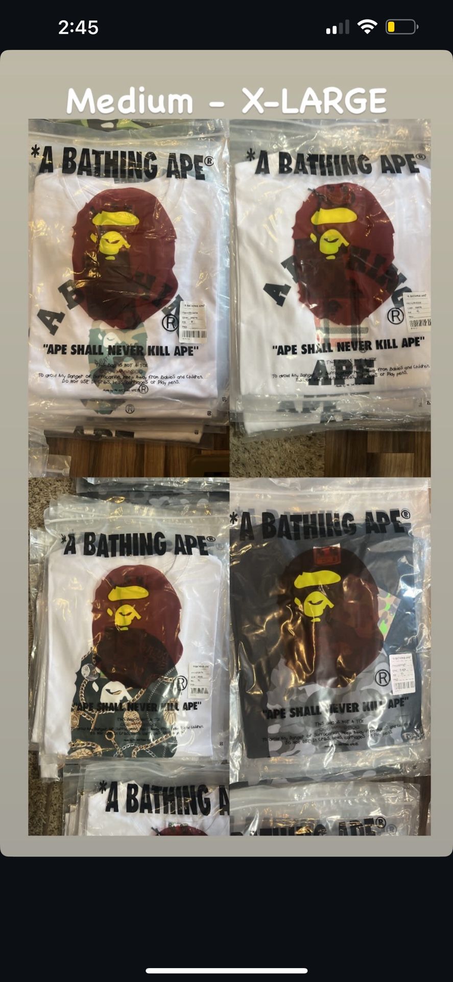 BAPE TEES 16 Different Styles 📲 Wholesale/individual