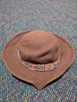 Brown Wool Wide Brim Hat with Woven Band