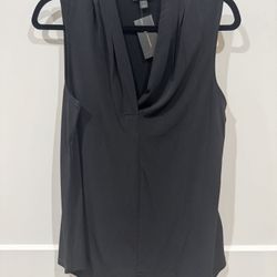 NWT JM Collection Black V-neck Blouse, Size Medium 