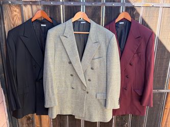Lot of 3 Vintage Brioni Double Breasted Suits Jackets 42 44