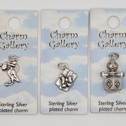 CHARM GALLERY sterling silver plated charms LOT of 3