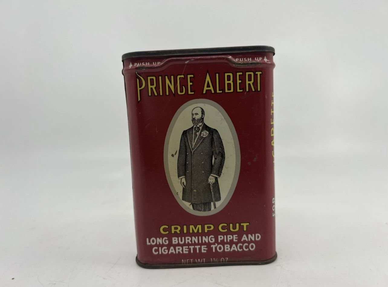 Vintage Prince Albert Crimp Cut Long Burning Pipe And Cigarette Tobacco Tin