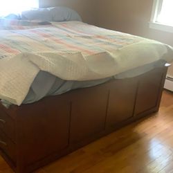 Ashley King Size All Cherry Cali King Size Bed W 12 Drawers Underneath 
