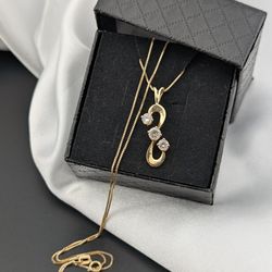 ✨💛14K Gold Cubic Zirconia Pendant Necklace 2.60g.|18"|✨💛