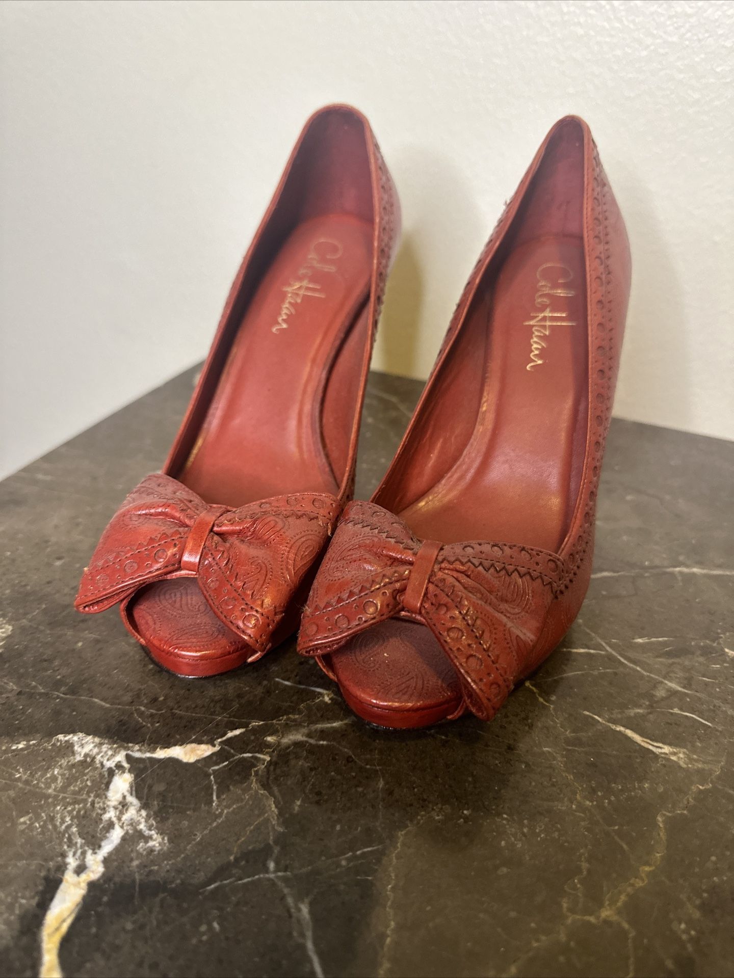 Cole Haan Nike air Red Leather Heels 6B