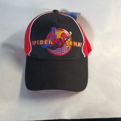 NEW SPIDER-MAN KIDS BASEBALL HAT ADJUSTABLE  SPIDER SENSE RED/BLK WHT TRIM