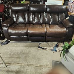 Brown Leather Recliner Sofa, 2 Set, 3 Seater And 2 Seater