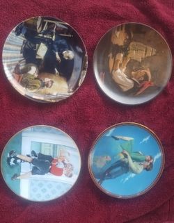 Norman Rockwell 4 Plates NEW