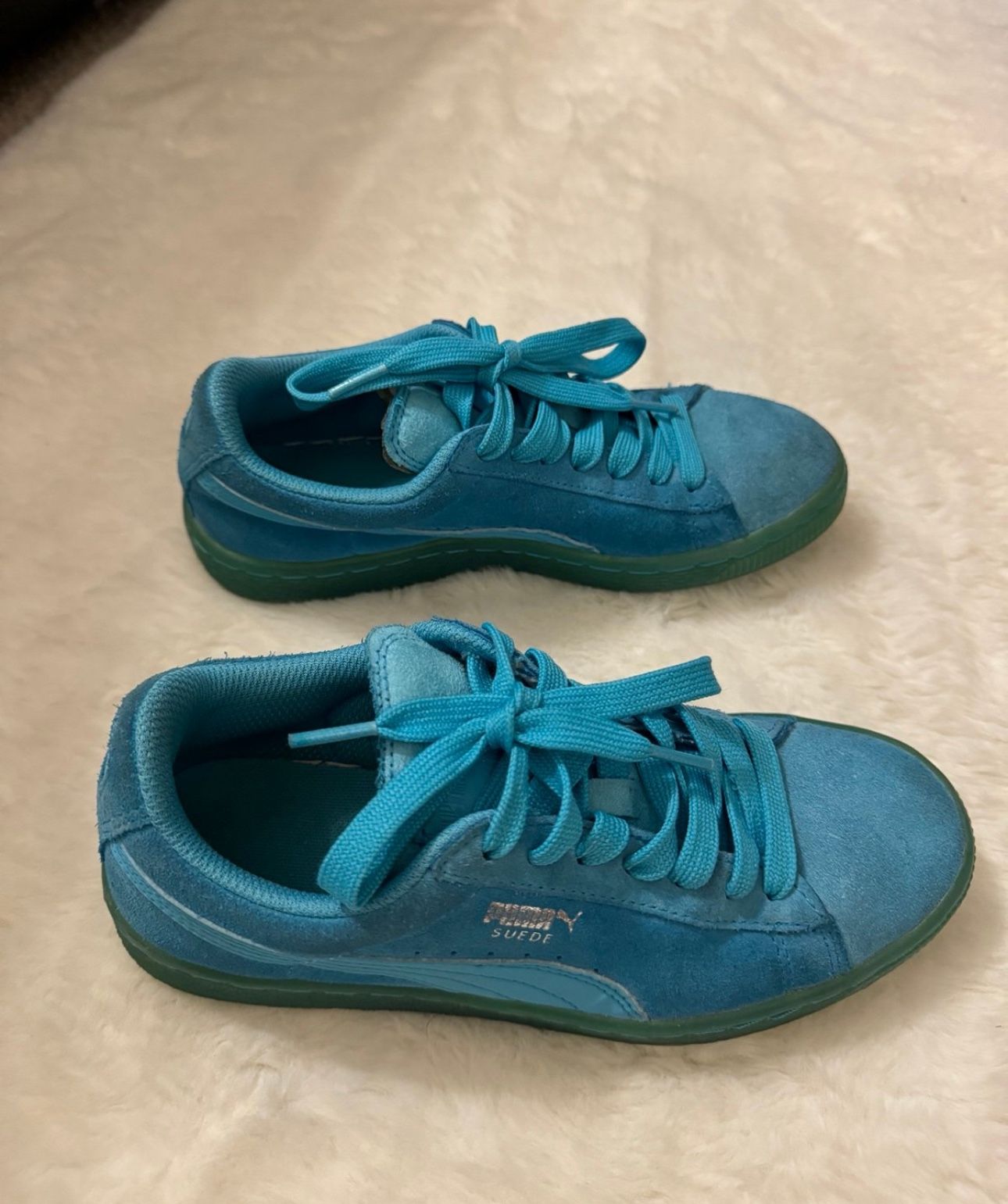 Puma Classic Plus Suede Bright Blue Sneakers Shoe Youth Size 5
