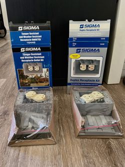 Genuine Sigma Electric Gray Metal Complete Duplex Receptacle Kit