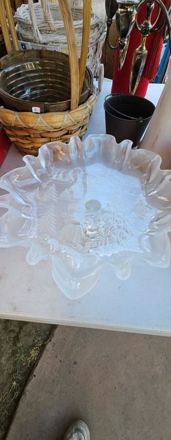Vintage Mikasa Crystal Christmas Pedestal Bowl – Holiday Story (New In Box)