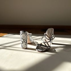White Faux Snake Skin Heels - Shoe Size US 5/ UK 3