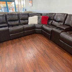 LEATHER GEL RECLINING SECTIONAL SOFA!!!TEXT 30777 TO 22462 FOR $50 DOWN!!!