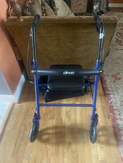 Drive Medical 4-Wheel Rollator Walker with Seat & Storage Bag — Blue