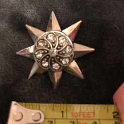 Rustic Metal Star Swirl Crystal Pendant Winter Jewelry