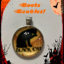 Black Cat Glass Cabochon Necklace