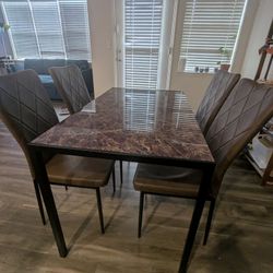 Glass Dining Table Plus 4 Chairs 