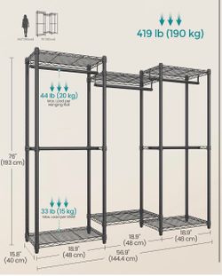 SONGMICS Freestanding Metal Closet Organizer Rack
