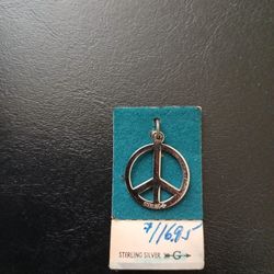 Vintage Silver PEACE  Pendant Charm