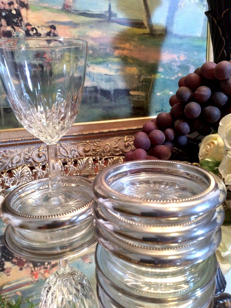 Vintage Silver/Crystal Coasters 