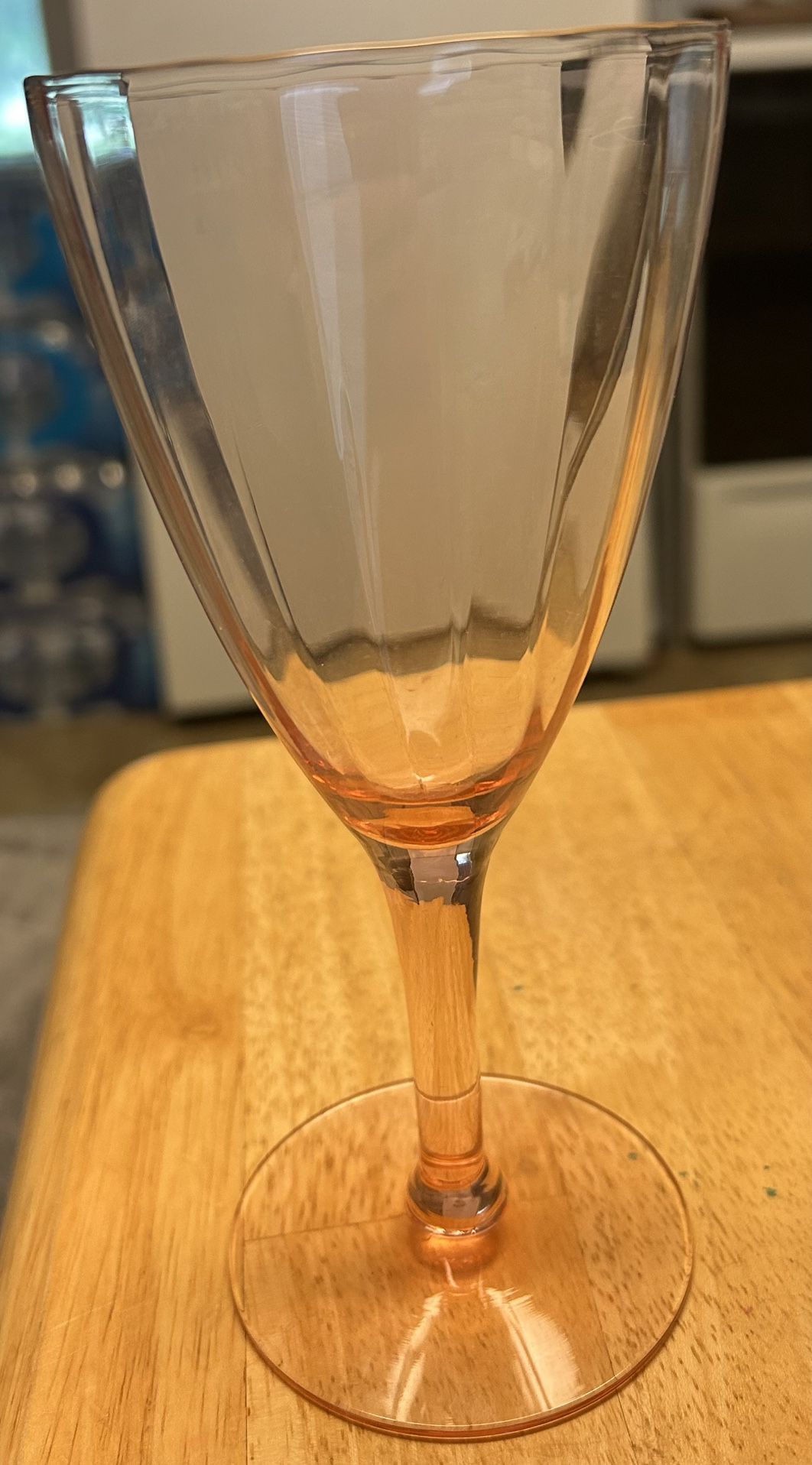 Vintage Pink Depression Glass ??  Water/ Wine Goblet/ Glass 