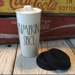 Rae Dunn PUMPKIN SPICE Tumbler With 2 Extra lids
