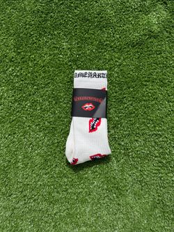 White And Red Viral Chrome Hearts Socks
