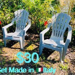 $30 For Both Resin Patio Adirondack Chair made in Italy 🇮🇹 Gray color in great condition