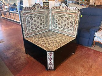 Moroccan Style Corner Chair with Mother of Pearl Inlay