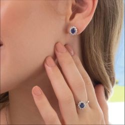 Vintage Alwand Vahan 14K Gold Sapphire Diamond Set Necklace Ring Earrings Italy