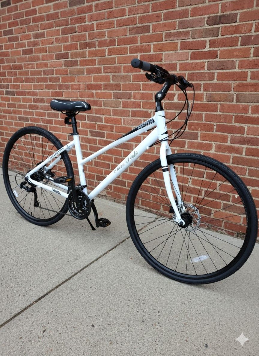 NEW SEVEN PEAKS FRONTIER ST WHITE STEP THRU WOMENS LADIES FITNESS COMFORT HYBRID BIKE