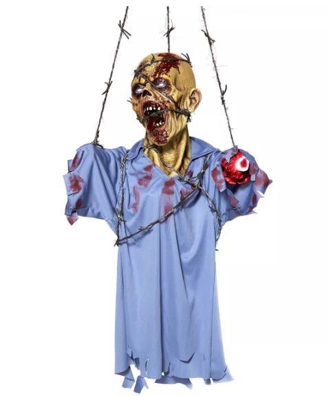 NEW - Spirit Halloween Hanging Barbwire Zombie
