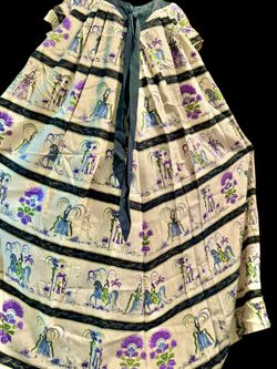 Vintage Amazing Novelty Print Dupion Silk Kraftan Muu Muu