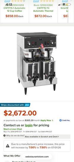 Bunn double commercial coffee brewer