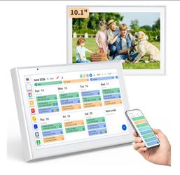 Digital Calendar 10.1" Smart Touchscreen Family Calendar Organizer with Chore Chart, Meal Planner, To-Do List & Digital Photo Frame – Wall & Desk Moun