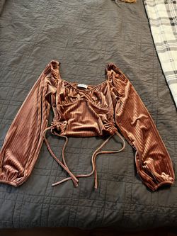 Velvet Rusty Rose Colored Crop Top Size Small