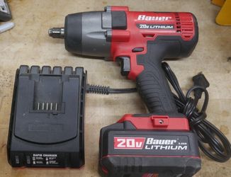 BAUERS TOOLS 20V 1/2 IMPACT DRIVER 1782C-B W 5.0AH BATTERY AND CHARGER PRE OWNED F(contact info removed)