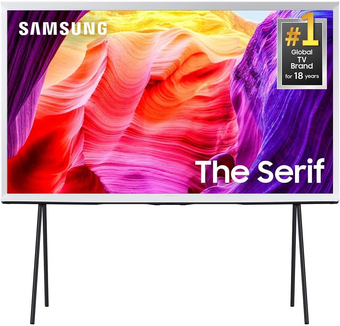 SAMSUNG 43-Inch Class QLED 4K The Serif LS01D Series Quantum HDR Smart TV with 360 L-Shape Design, Anti-Reflection Matte Display, Detachable Easel Sta